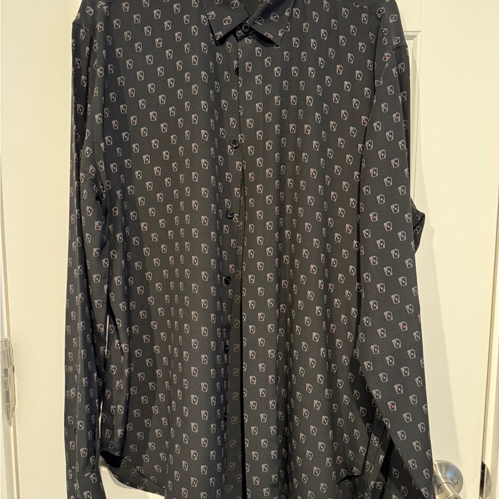 Yves Saint Laurent Black Geometric Pattern Shirt